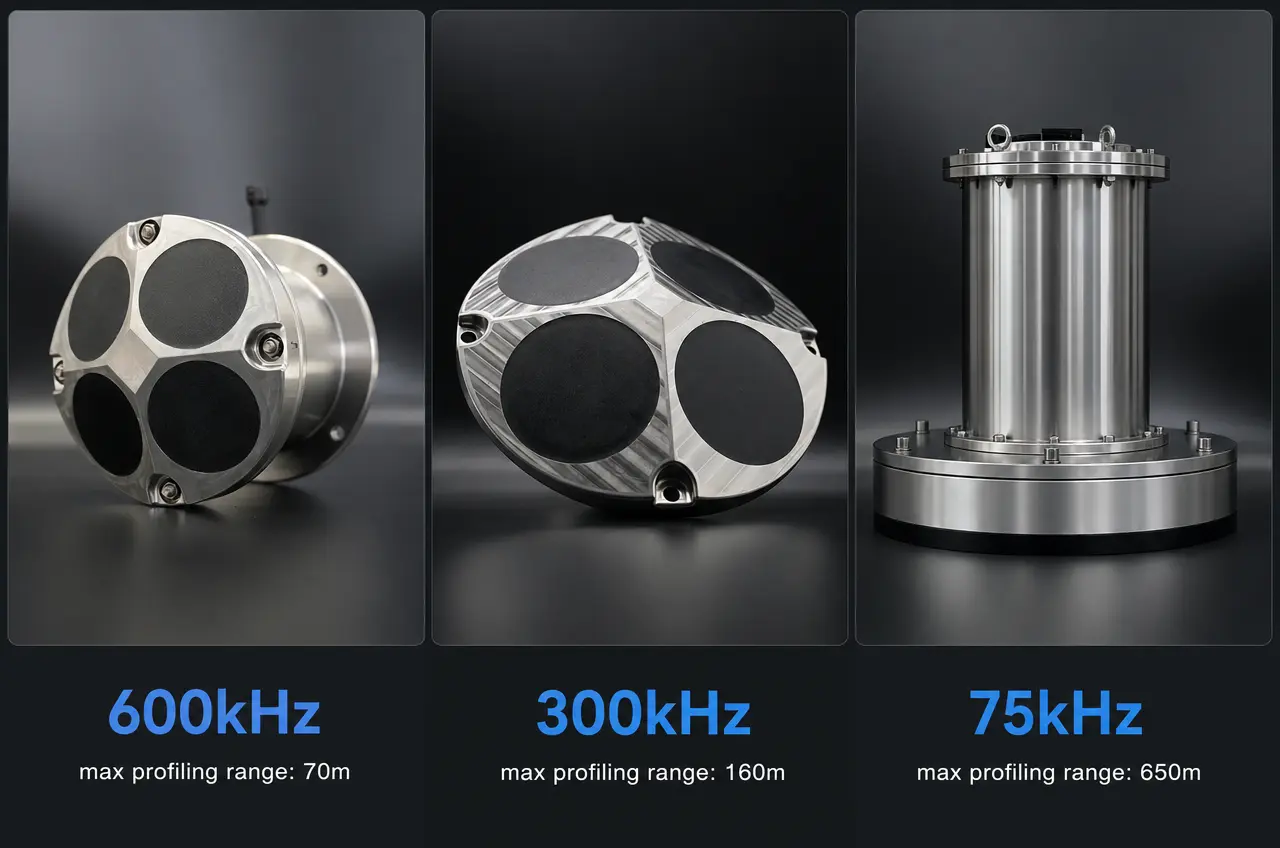 Oceantek ADCP product line — 75 kHz, 300 kHz, and 600 kHz acoustic Doppler current profilers for marine survey equipment applications