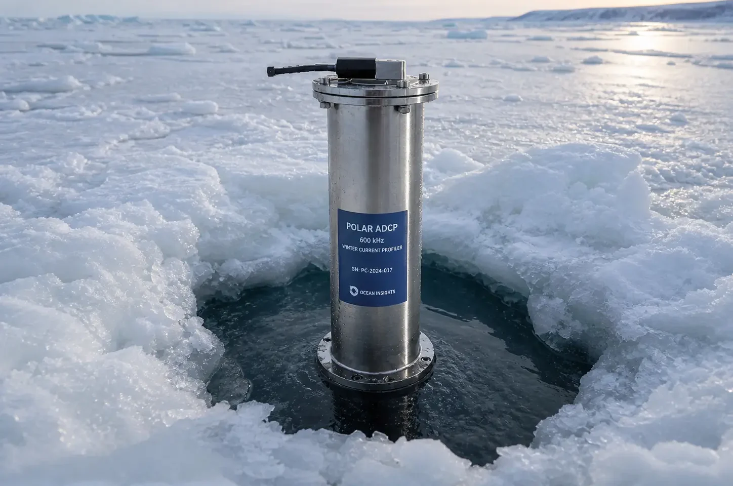 Self-contained ADCP deployed through sea ice for winter current profiling in polar conditions