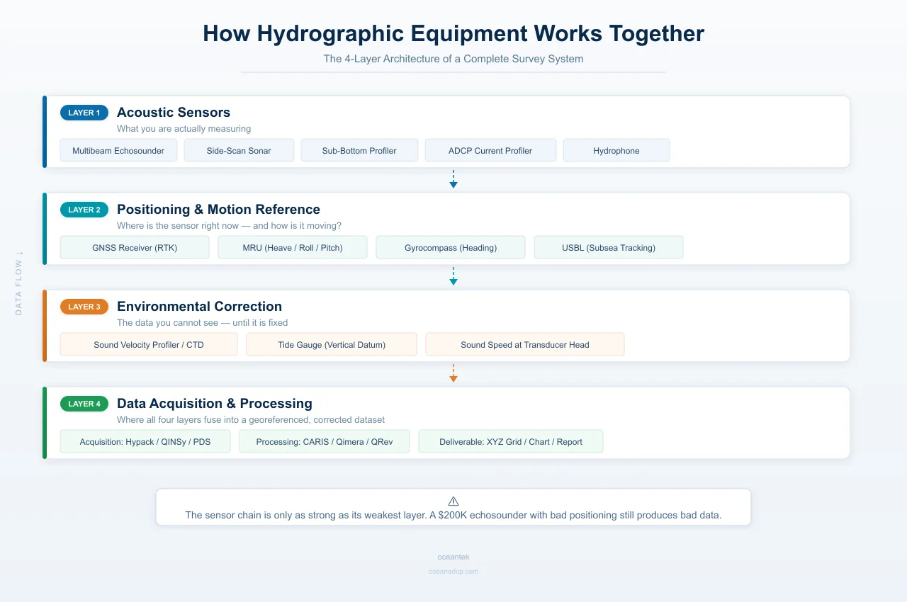 diagram of how hydrographic equipment work together:4 layer system