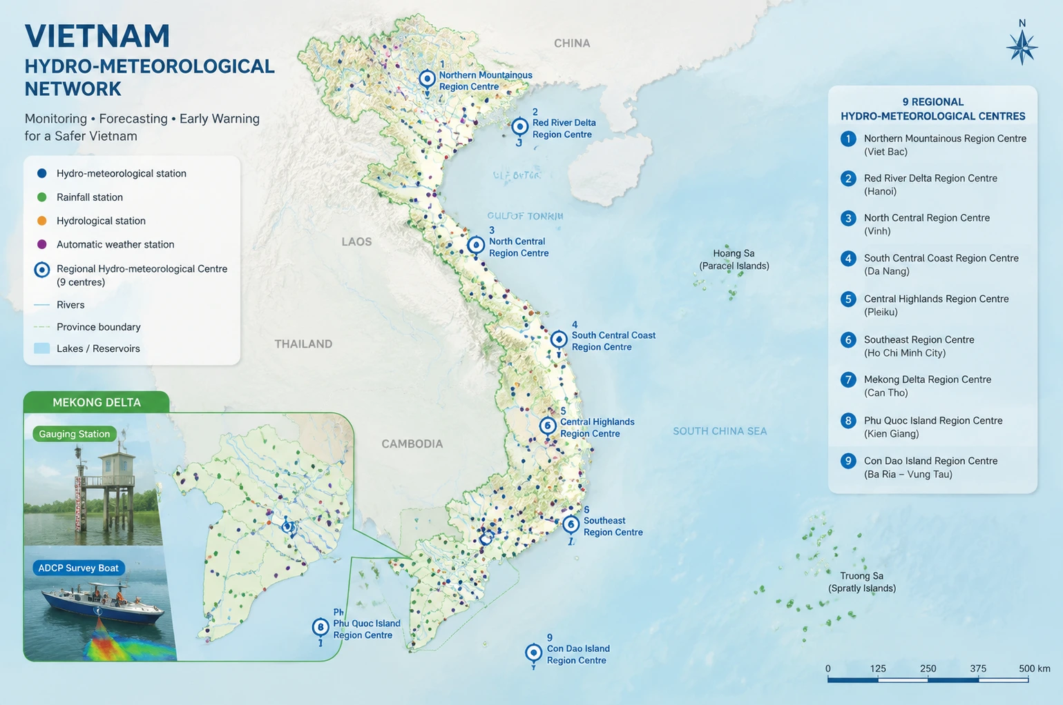 Vietnam's hydro-meteorological network and ADCP procurement map